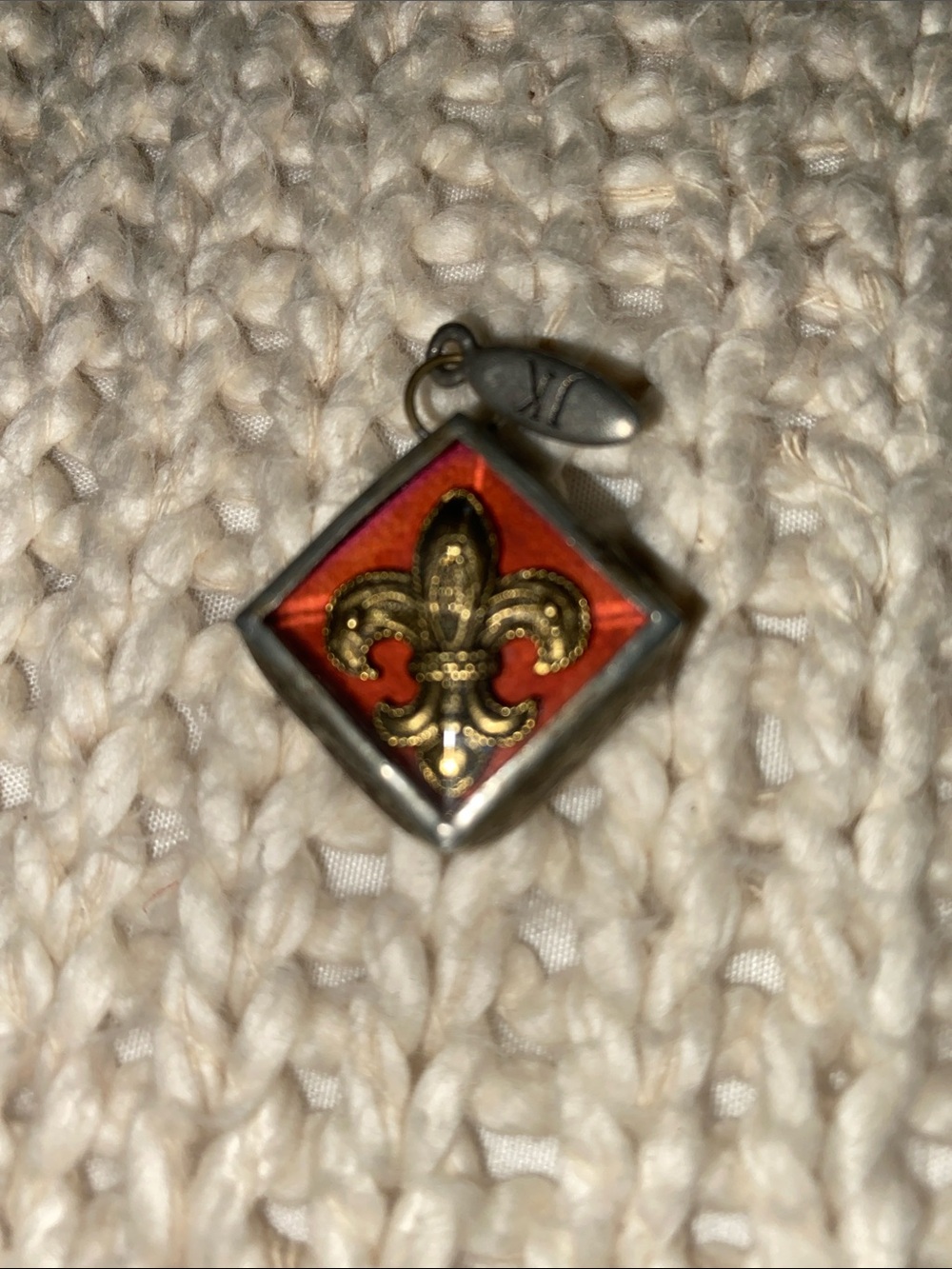 Jewel Kade Gold Fleur-de-Lis Red Enamel Charm Pendant